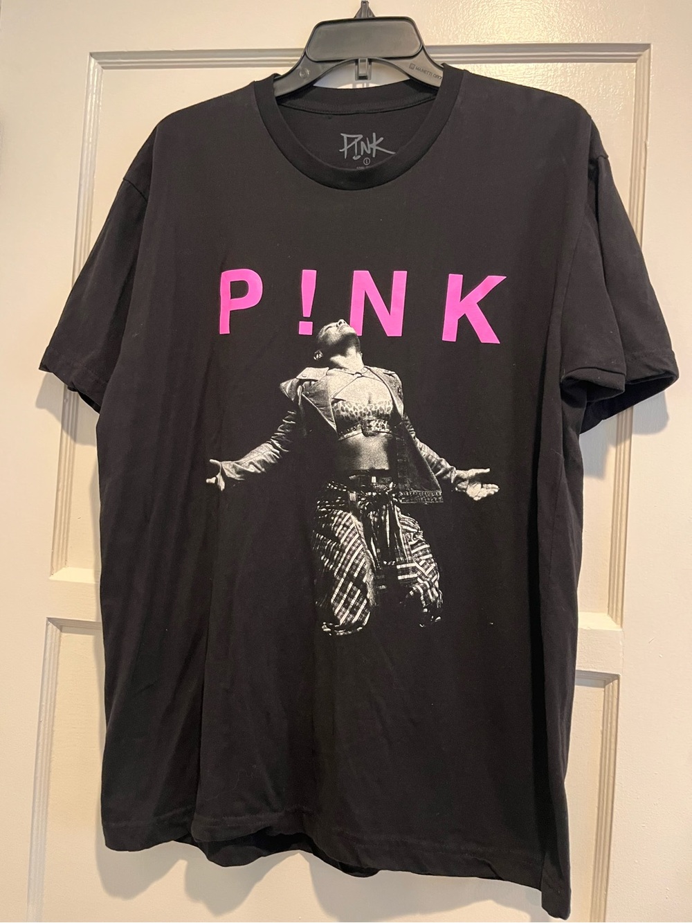 P!ink Black Graphic Tee with Pink Logo Music Tour Band T-shirt